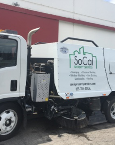 SoCal Property Services sweeper truck