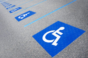 Freshly painted handicapped parking spaces